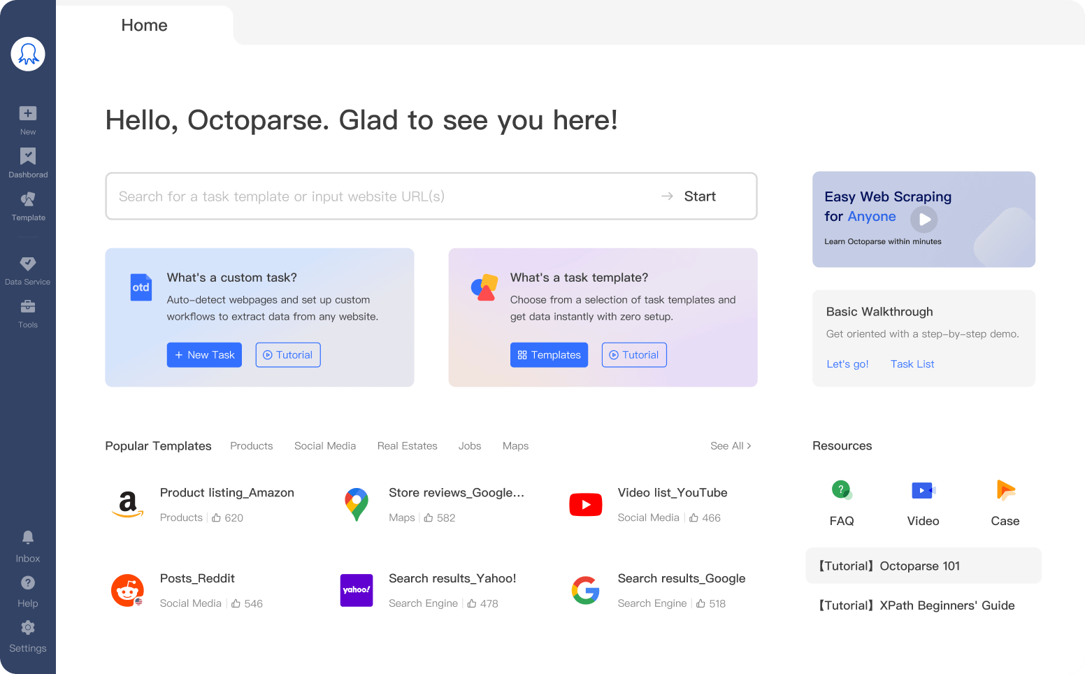 octoparse interface