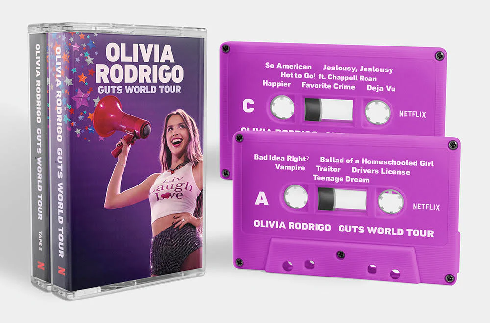 Olivia Rodrigo Guts World Tour album on cassette.