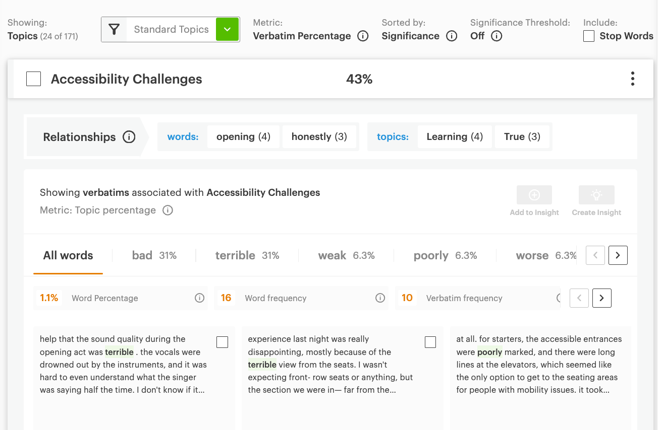 Screengrab showing the theme of Accessibility Challenges within Explore.