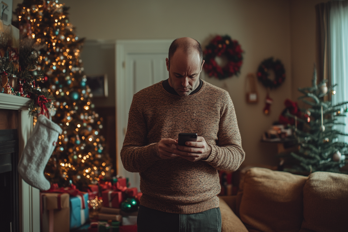 A man looking at his phone, worried | Source: Midjourney