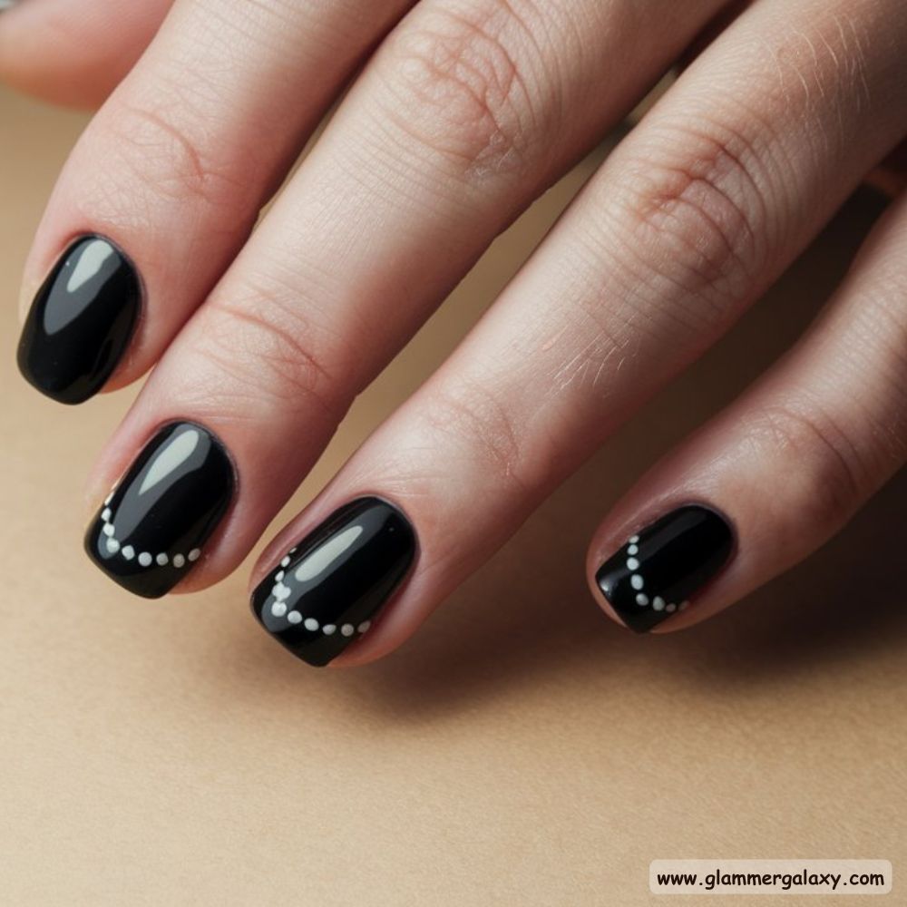 Neutral Fall Nails having Timeless Black Nails
