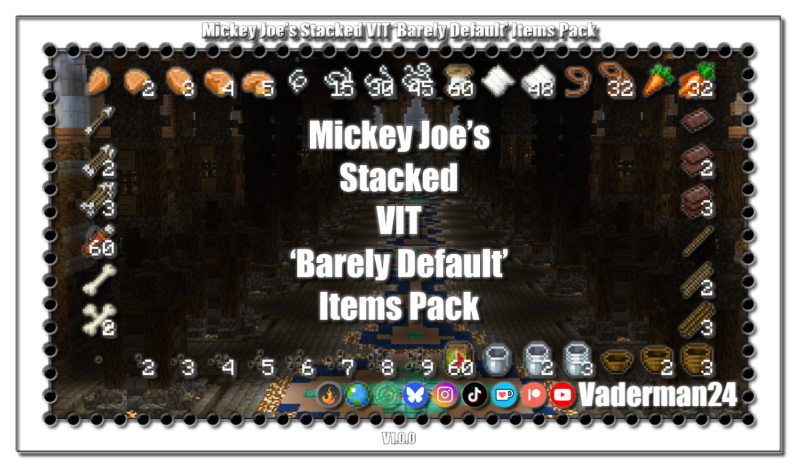 Mickey Joe&#039;s Stacked VIT &#039;Barely Default&#039; Items Pack — Default Items Add-on (1.21.5 — 1.21.6+) Minecraft Texture Pack