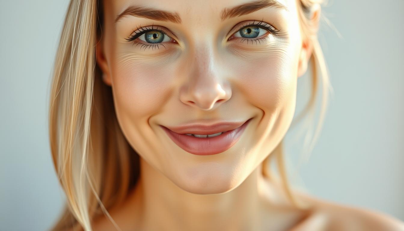 Woman with clear skin after using sandalwood products safely on face