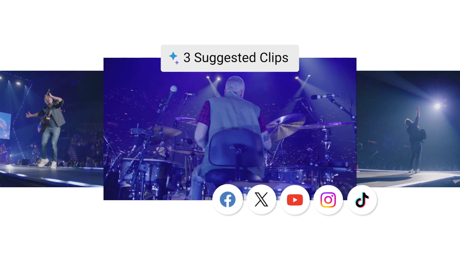 Three images displaying different portions of a live broadcast