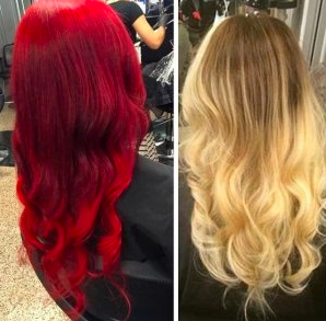 Before and after hair coloring service