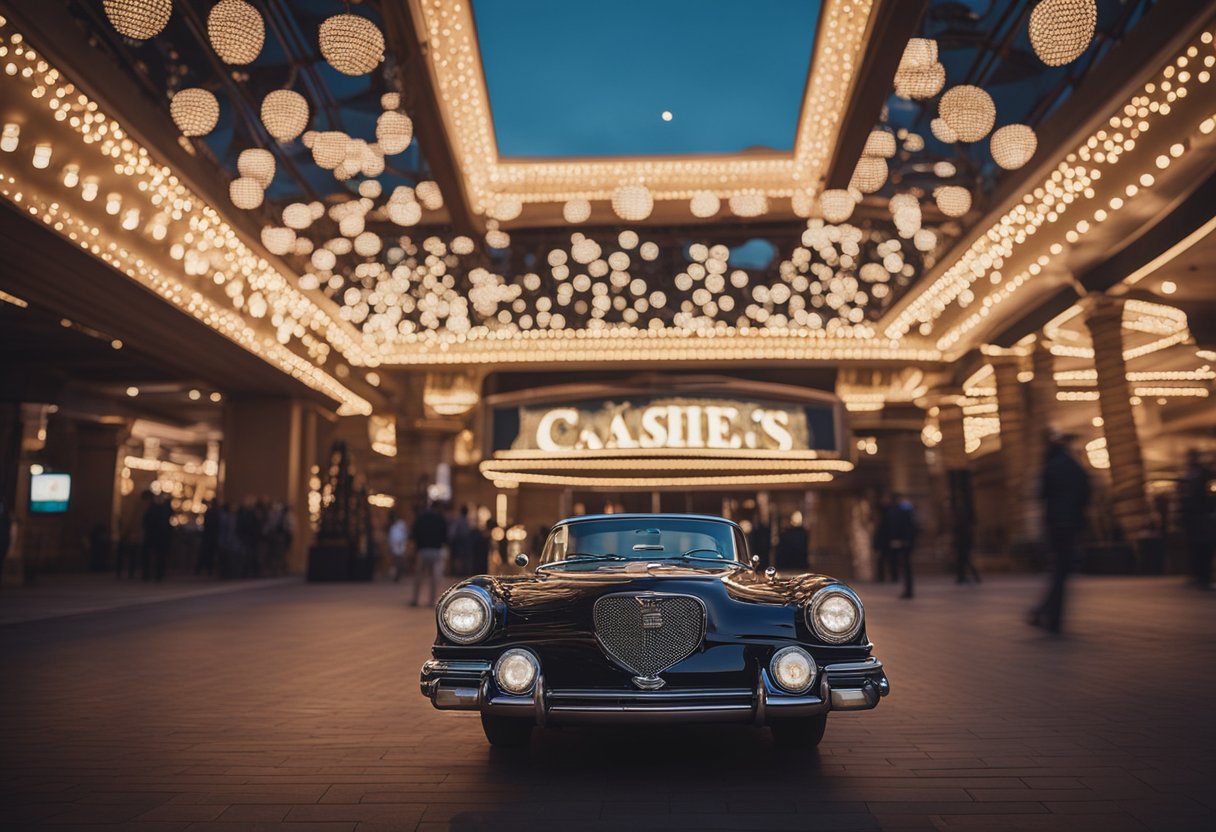 A car exiting a casino with a prize