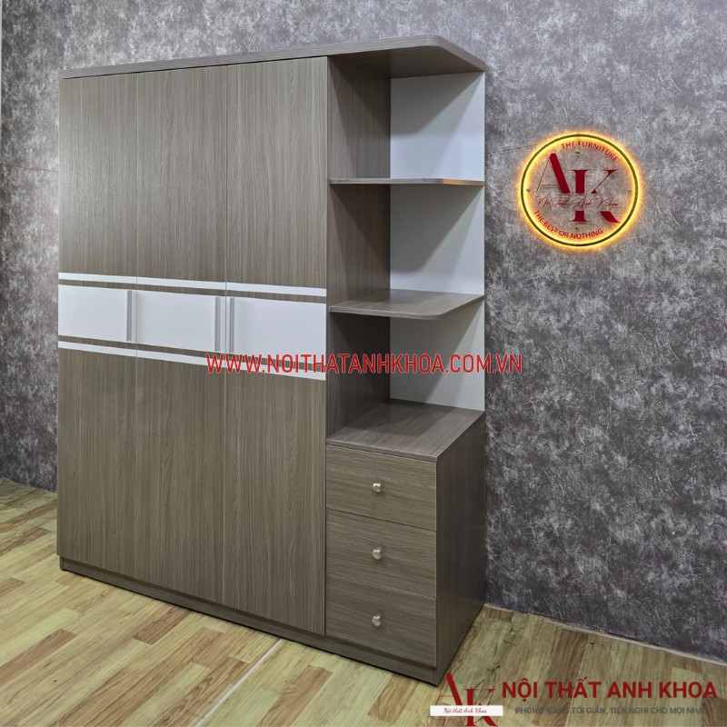  Tủ quần áo gỗ MDF 3 cánh phối màu đẹp giá rẻ