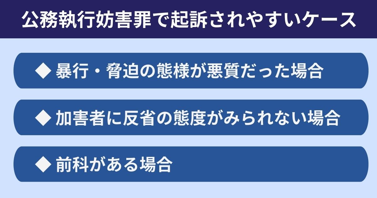 公務執行妨害罪で起訴されやすいケース
