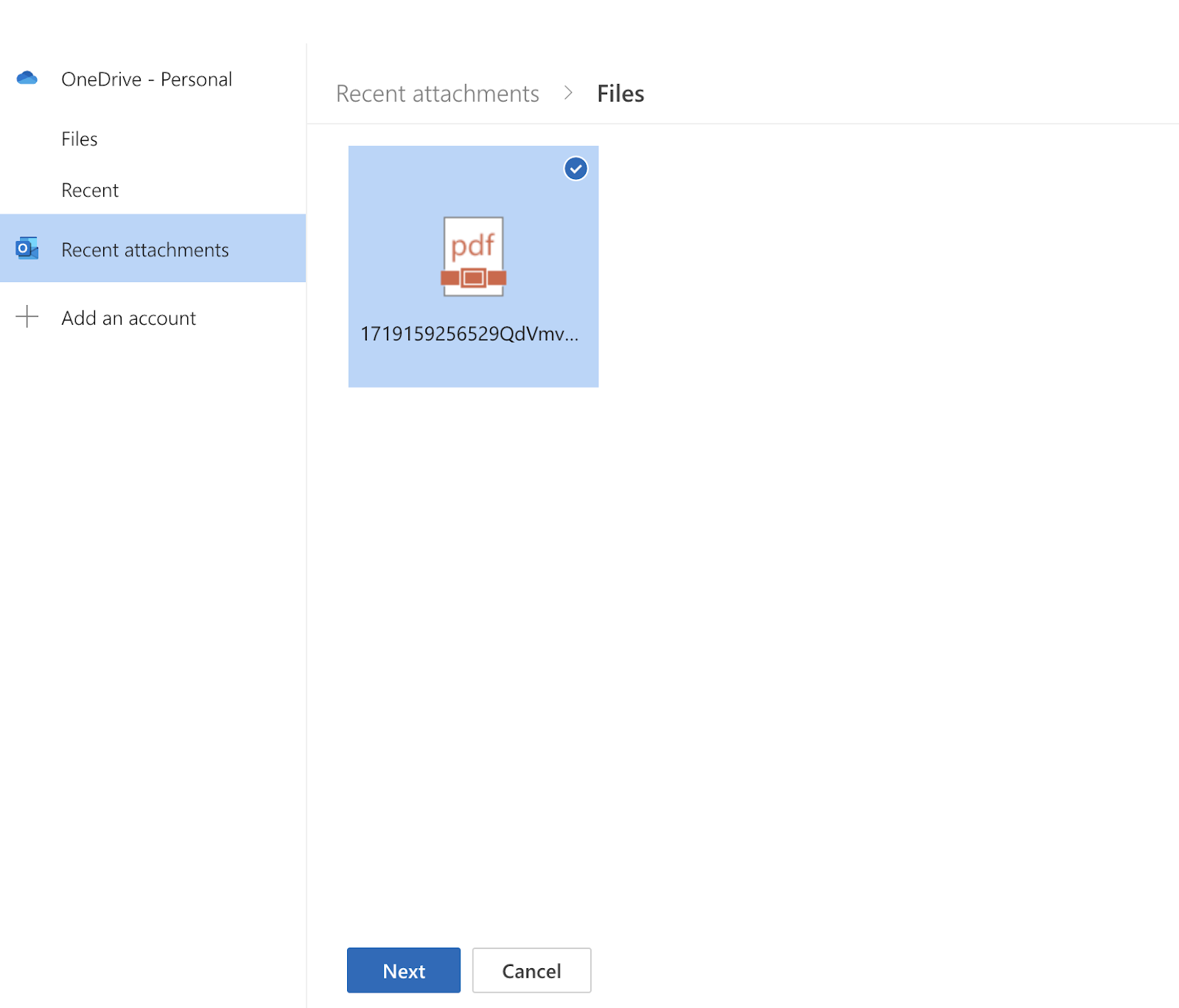 Add documents as attachments directly from OneDrive