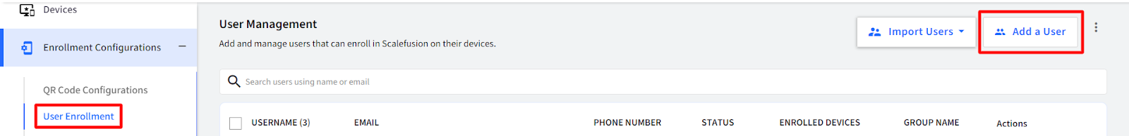 Adding users via user enrollment from Scalefusion OneIdP