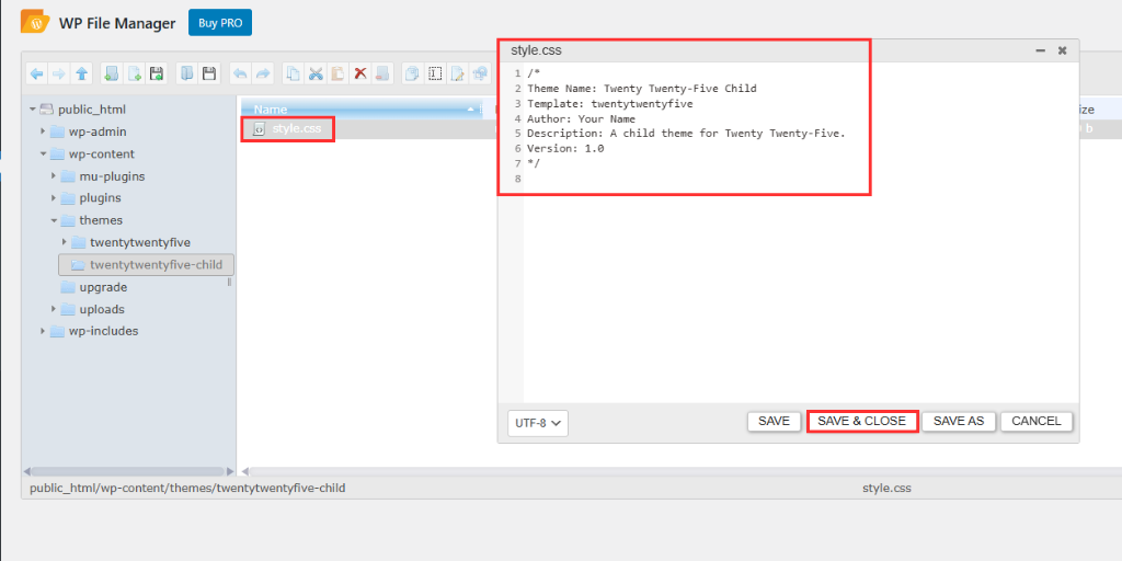 styles css child theme twenty twenty five