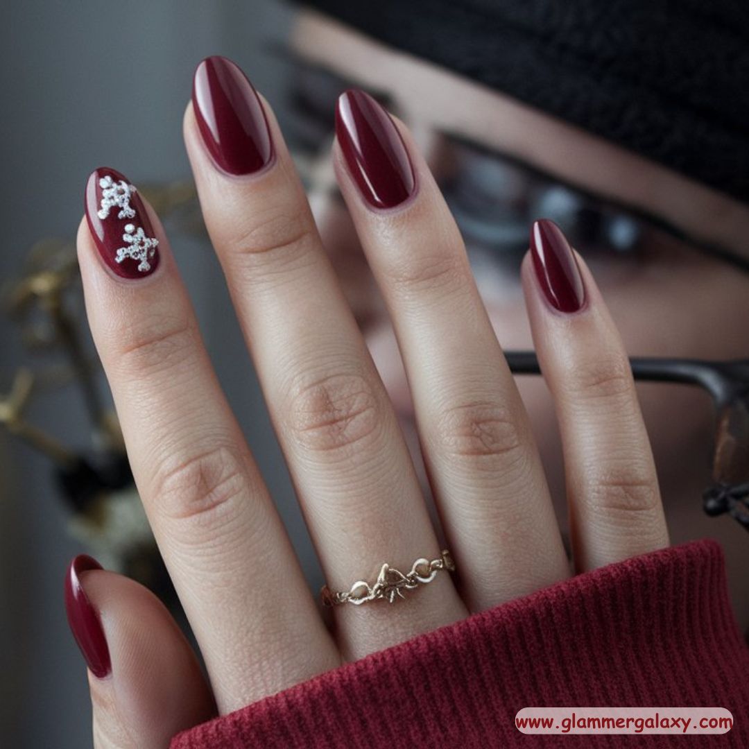 Red Winter Nail Designs having Wineberry Hue
