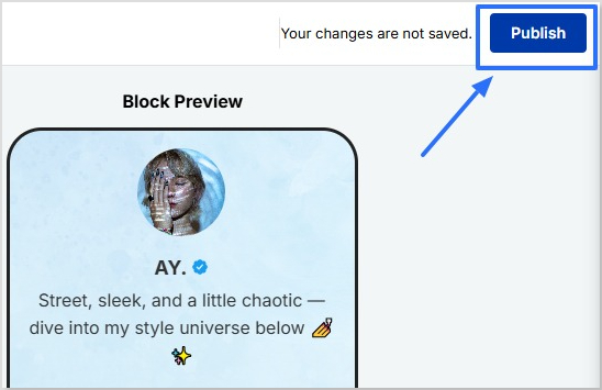 Publish bio link