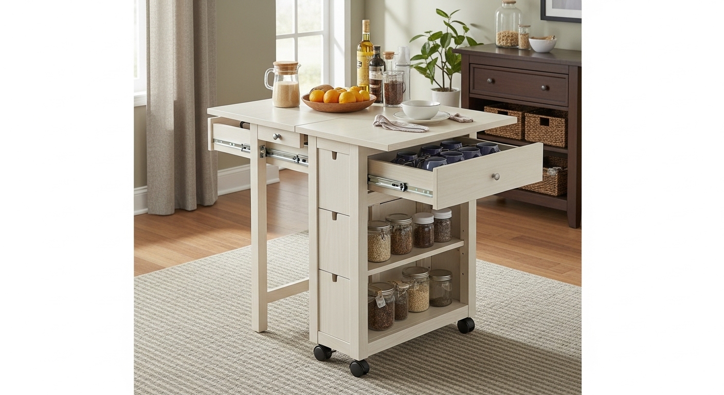 Folding Table with Hidden Storage