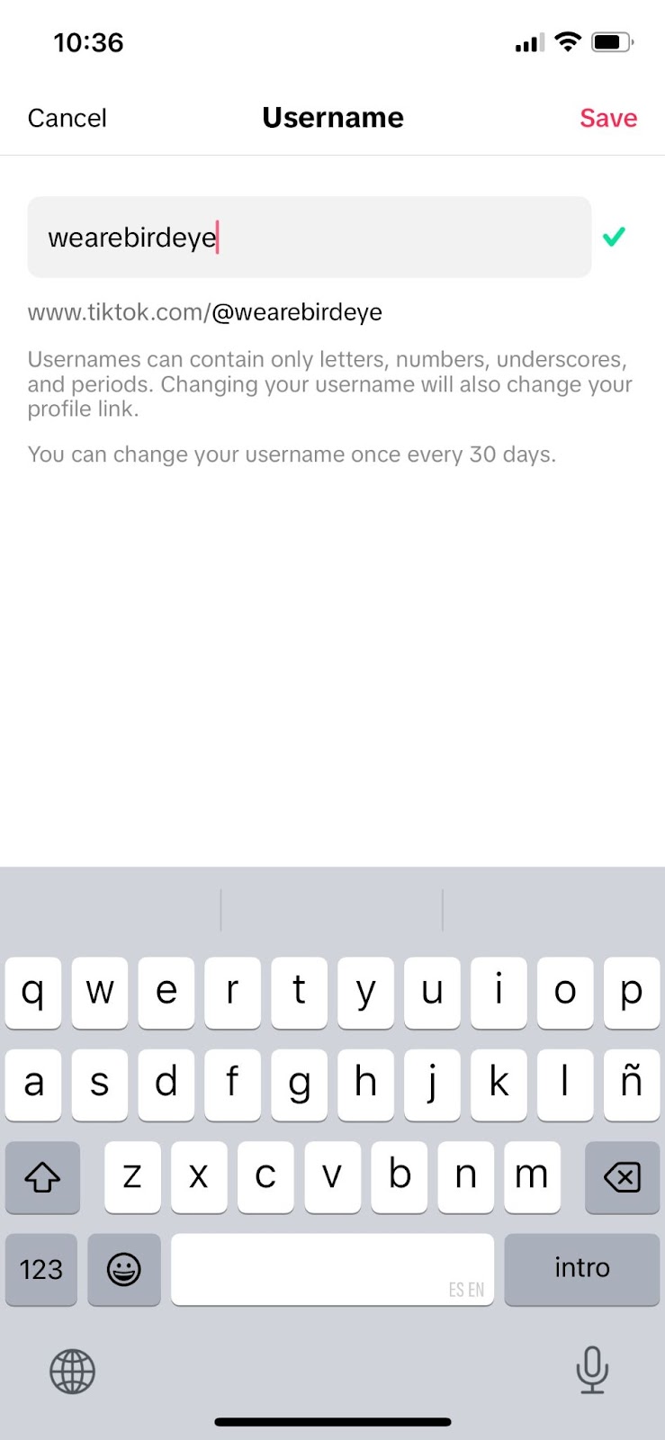 username screenshot