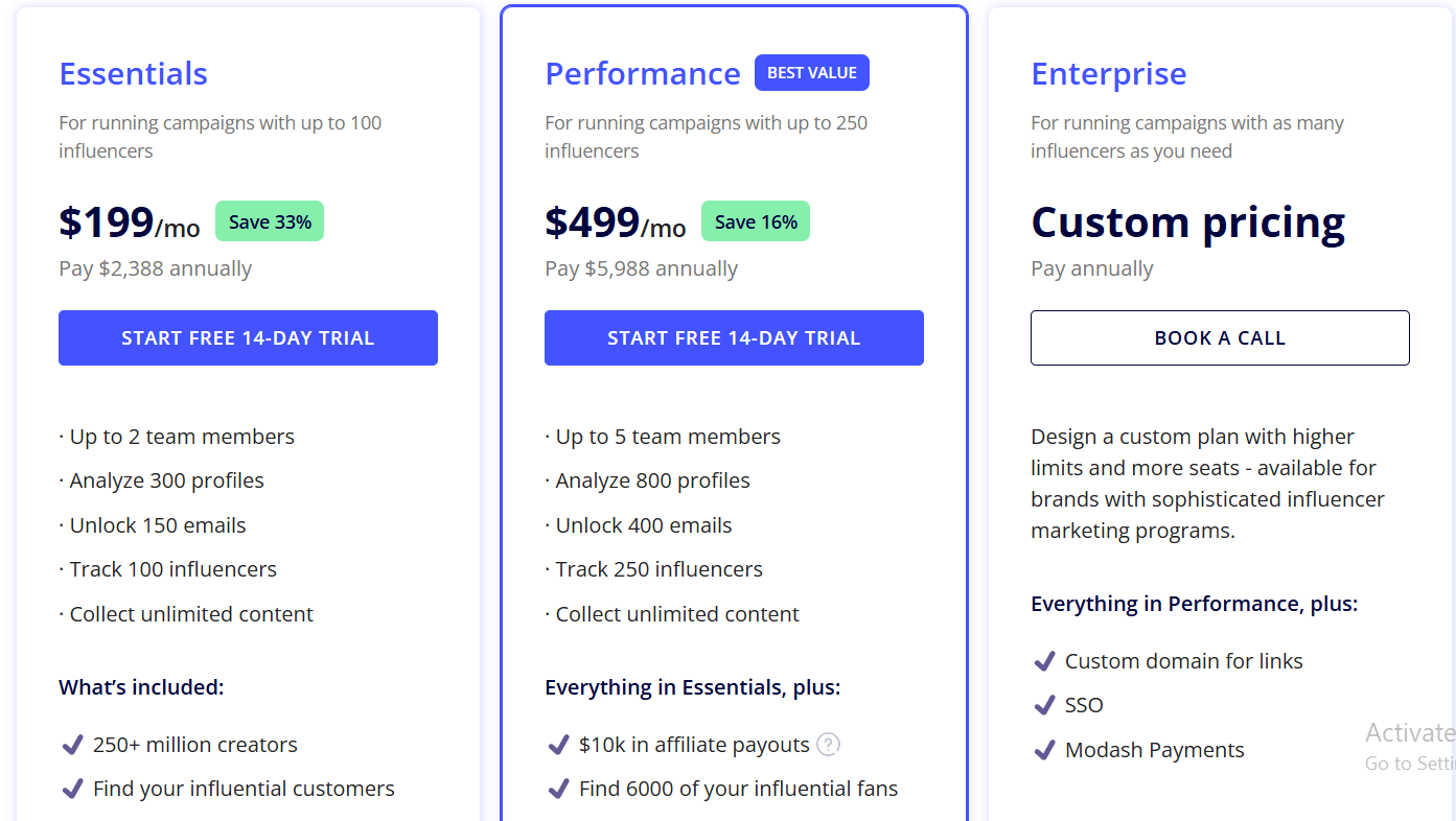 Modash pricing