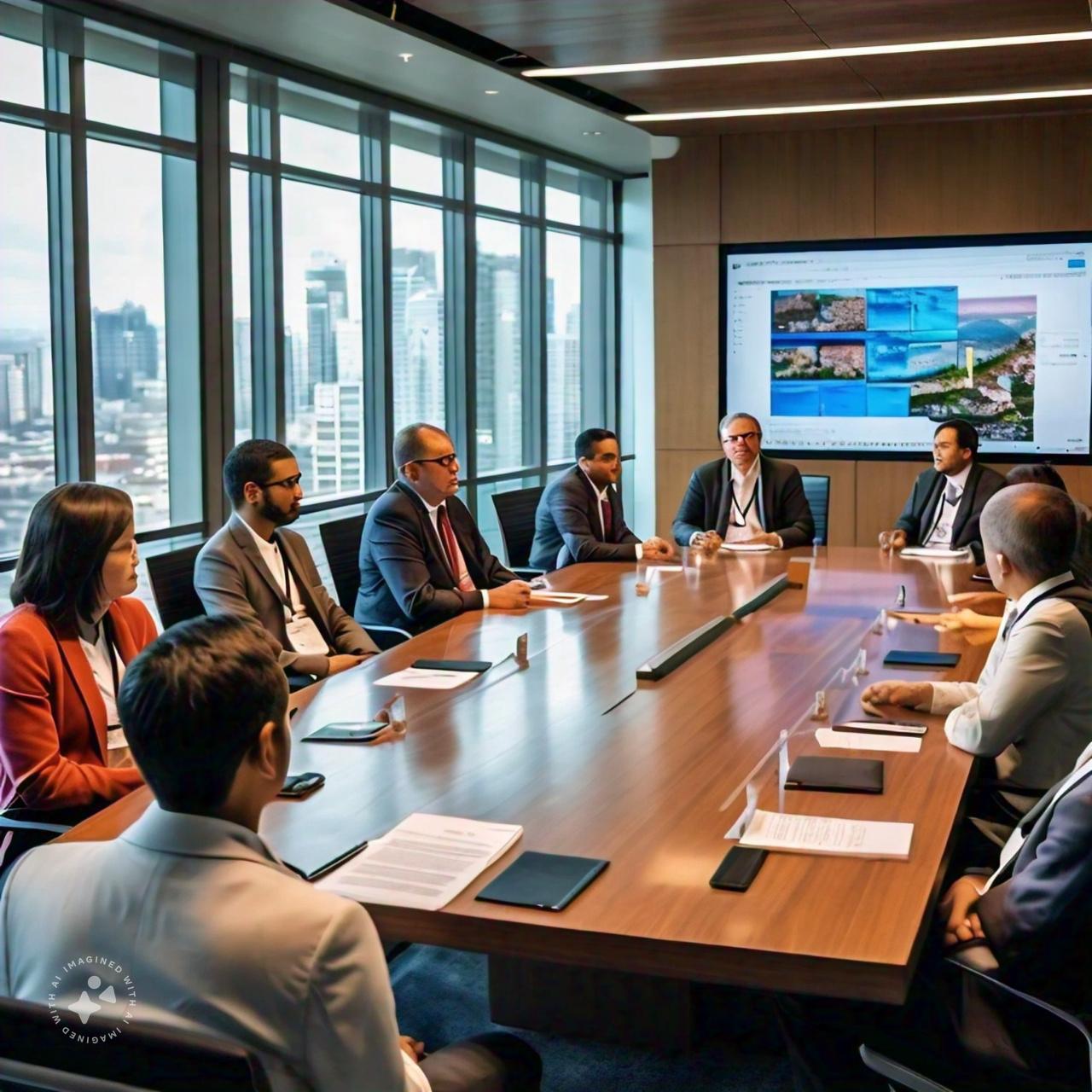 A group of people sitting around a table<br />
<br />
Description automatically generated