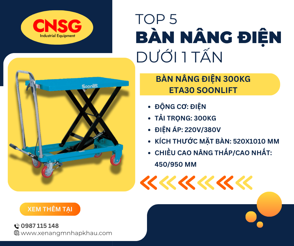 TOP 5 Bàn nâng điện dưới 1 tấn bán chạy nhất thị trường