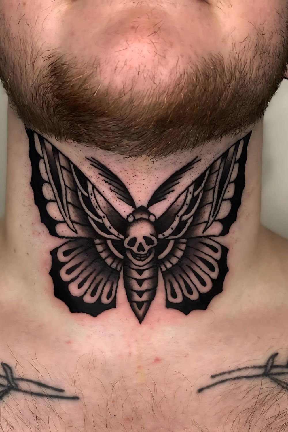 Death Moth Throat Tattoo