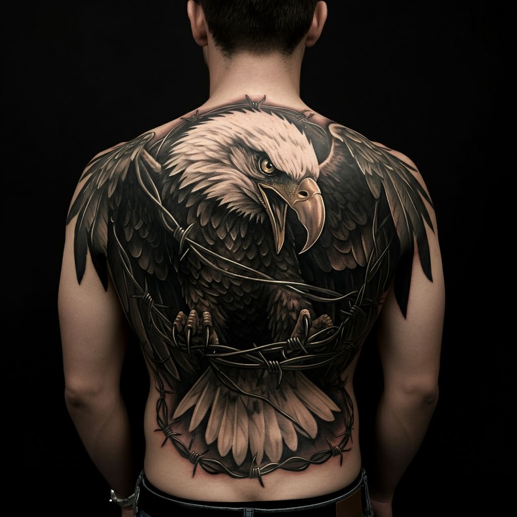 Barbed Wire Eagle Tattoo