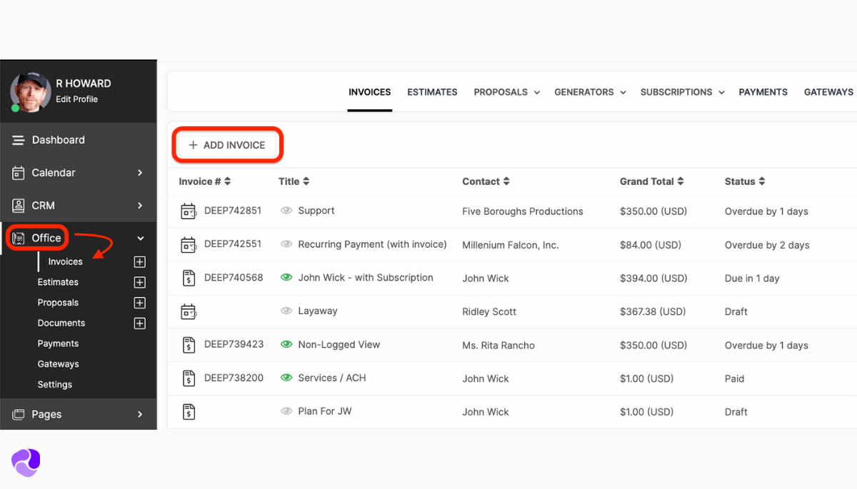 SuiteDash Invoicing and Payments: 