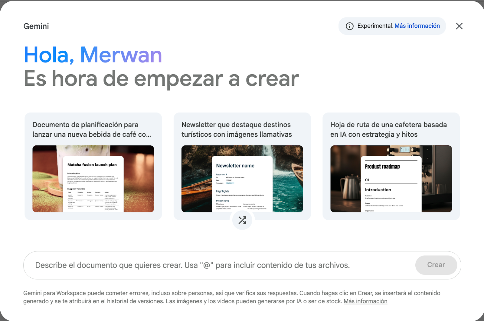 help me create in spanish