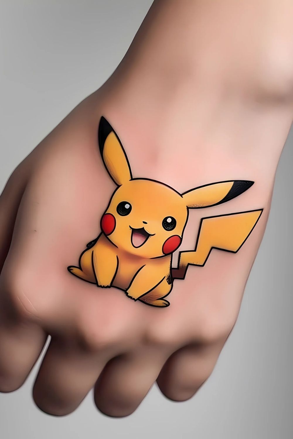 Pikachu Tattoo on Hand