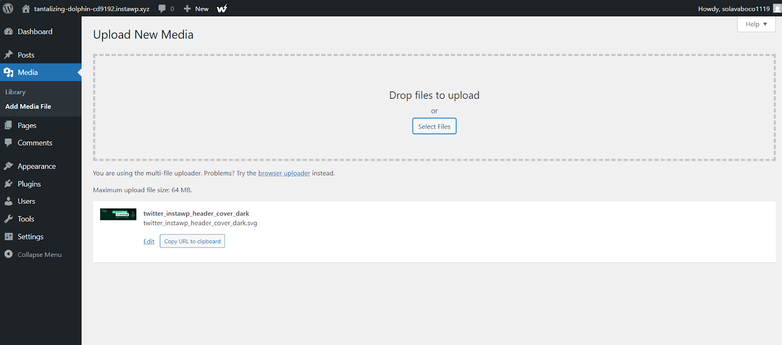 how to upload SVG to WordPress