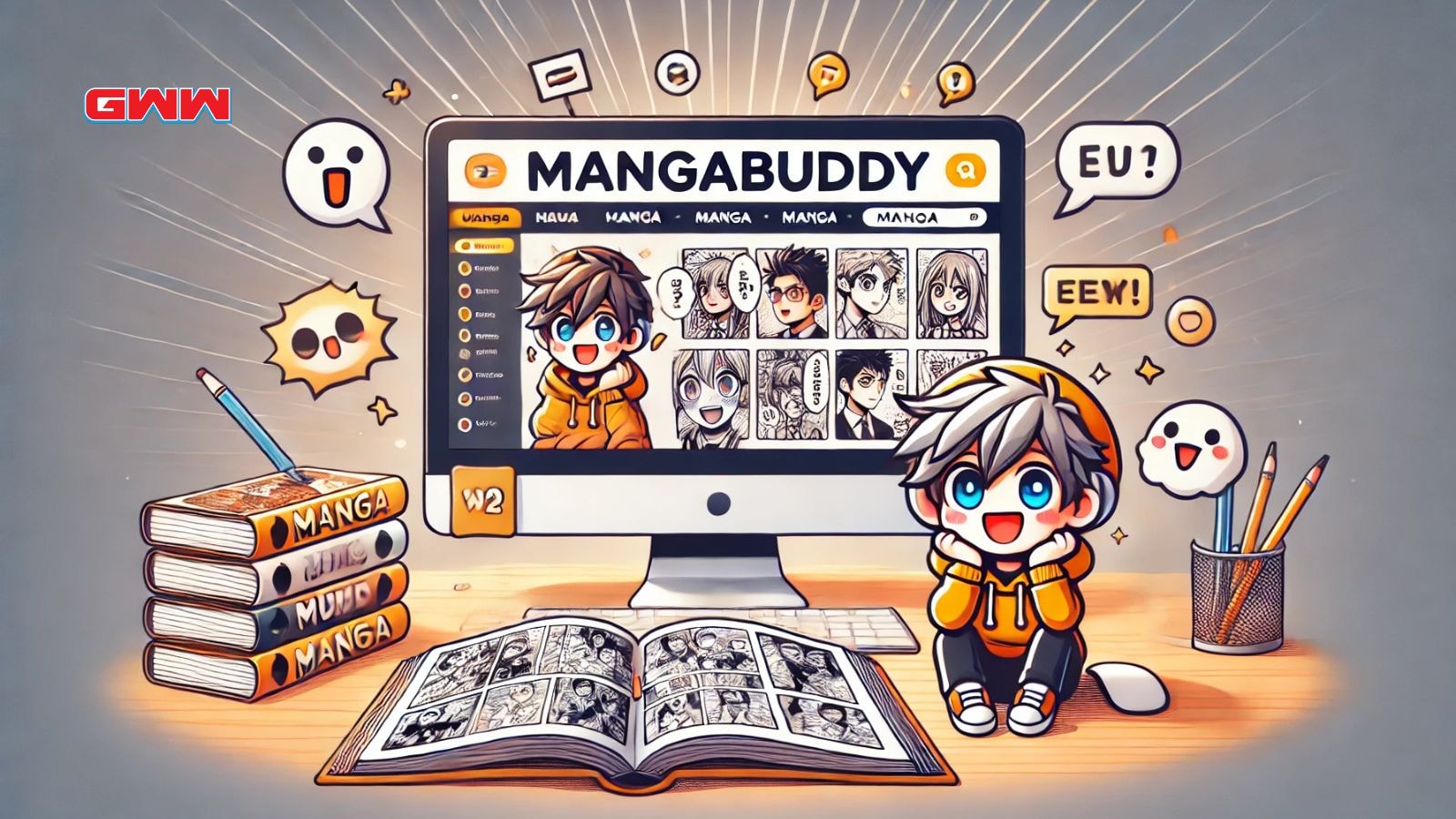 A wide image representing the concept of Manga Buddy as a platform for reading manga. 