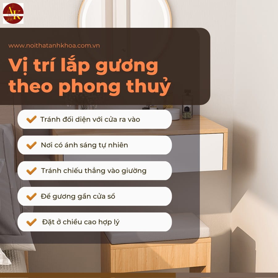 Vị trí lắp gương theo phong thuỷ