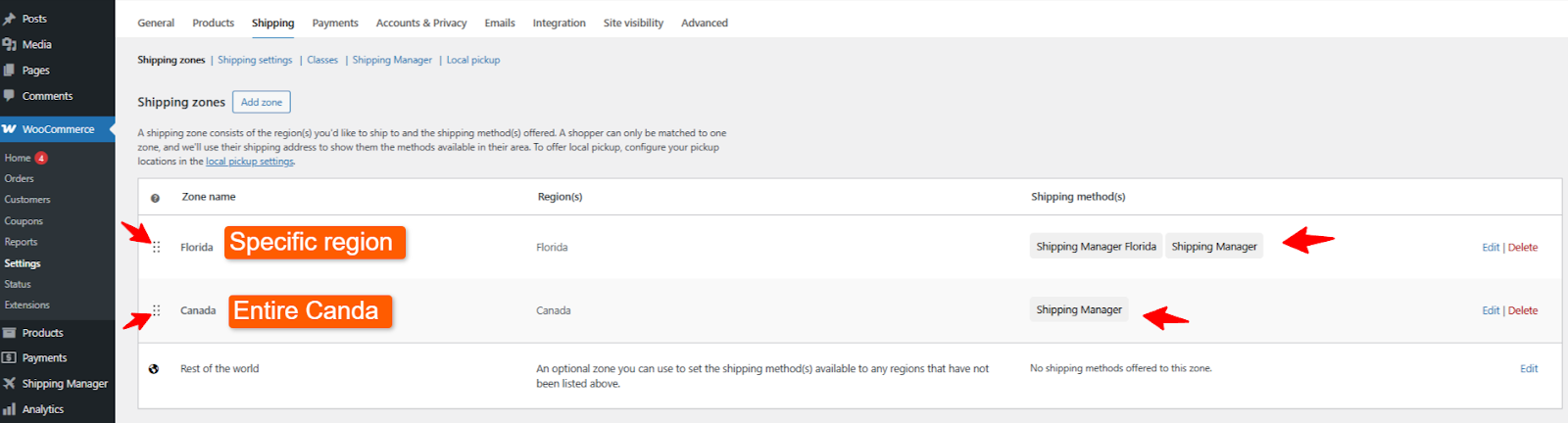 Two different shipping zones in WooCommerce 