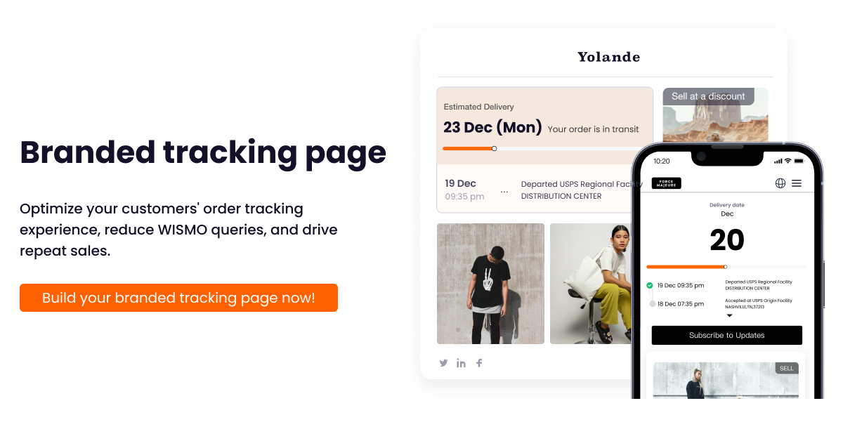 An order tracking page template