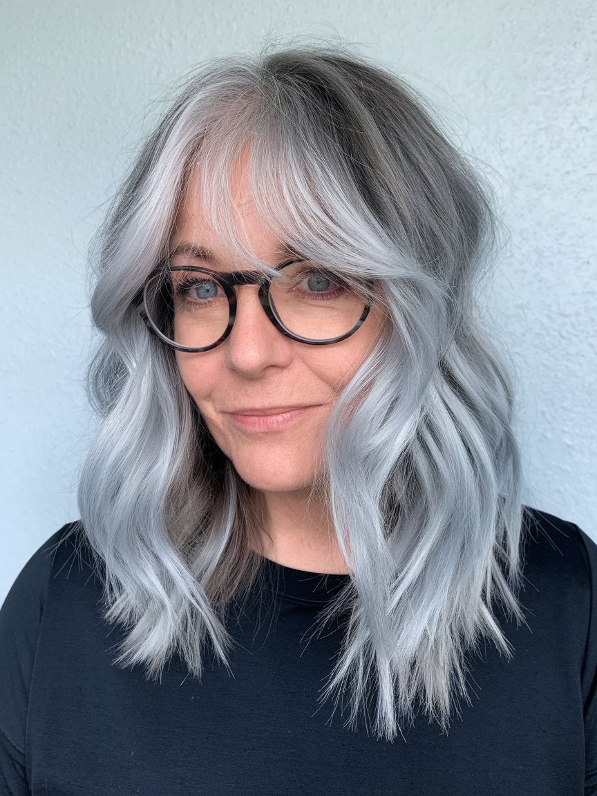 36. Silver Balayage for a Modern Twist