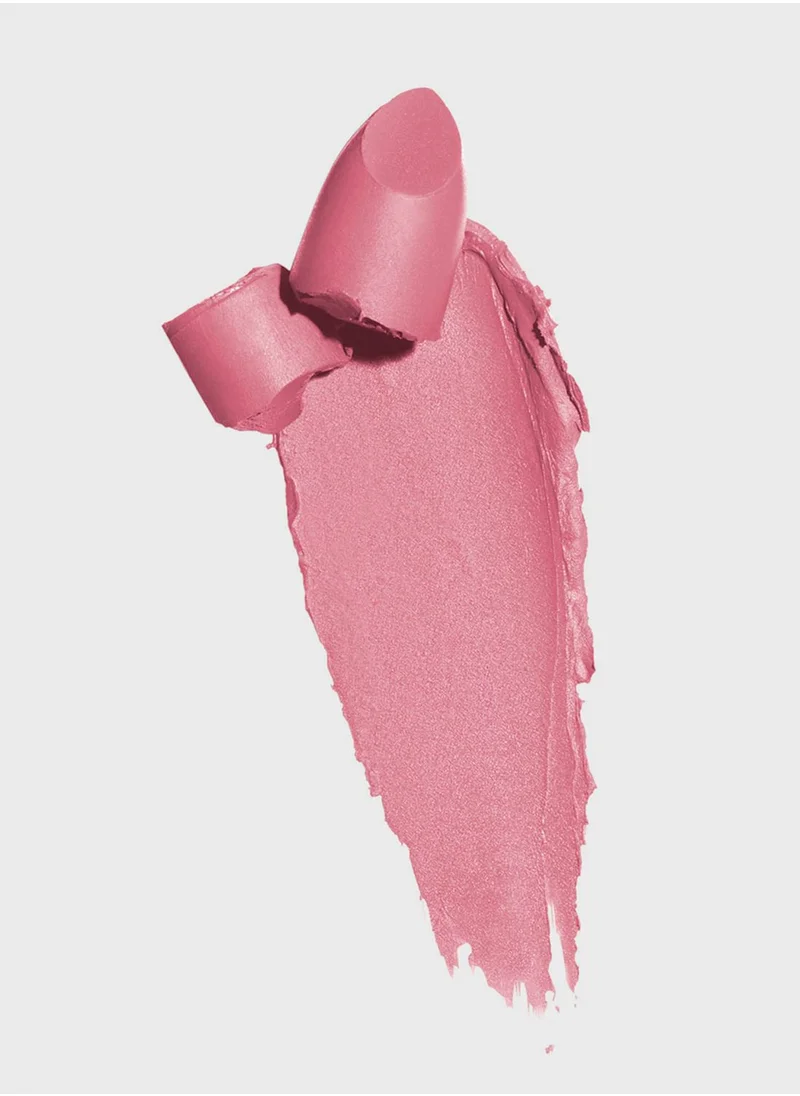 Bubblegum pink swatch with satin sheen from Maybelline pink lipstick range — smooth and vibrant application.