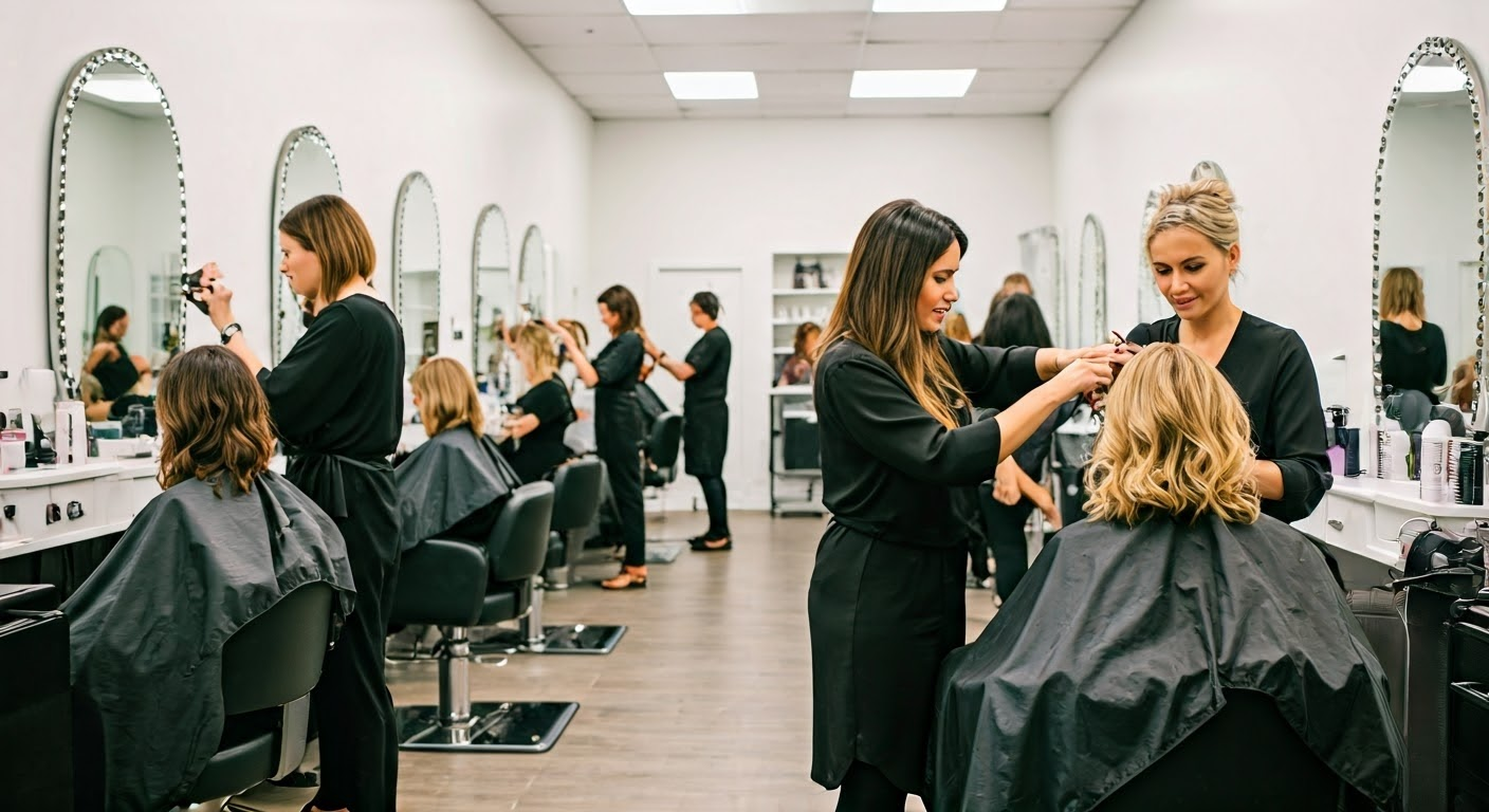 Busy scene at a salon