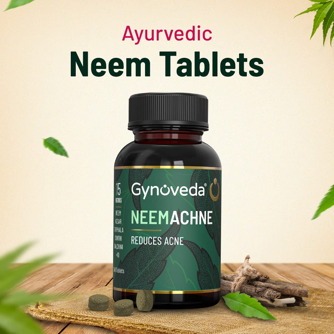 Buy Ayurvedic Neem Tablets for Immunity and Skin Health - Image of Gynoveda Neem Tablets For Acne Free Skin