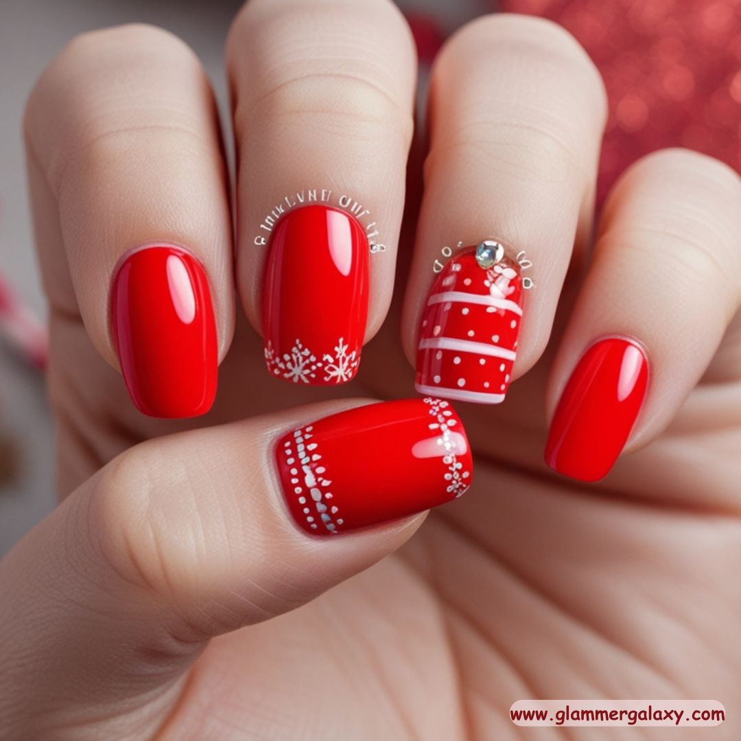 Red Winter Nail Designs having Candy Red Pop
