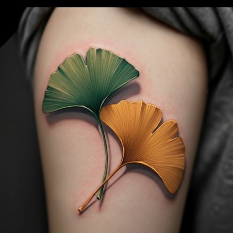 Realistic Ginkgo Leaf Tattoo