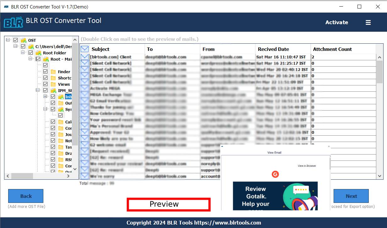 Change OST Email File into PDF