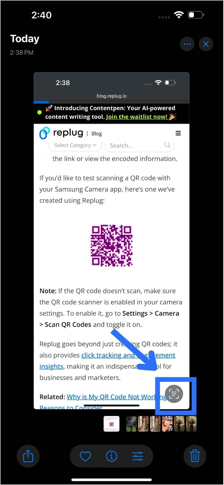 Scan QR code on iOS using Live Text Feature