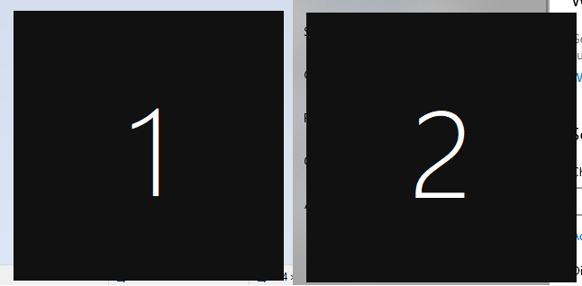 Screenshot of the numbers that are displayed in the corner of the monitor to identify which monitor is which.