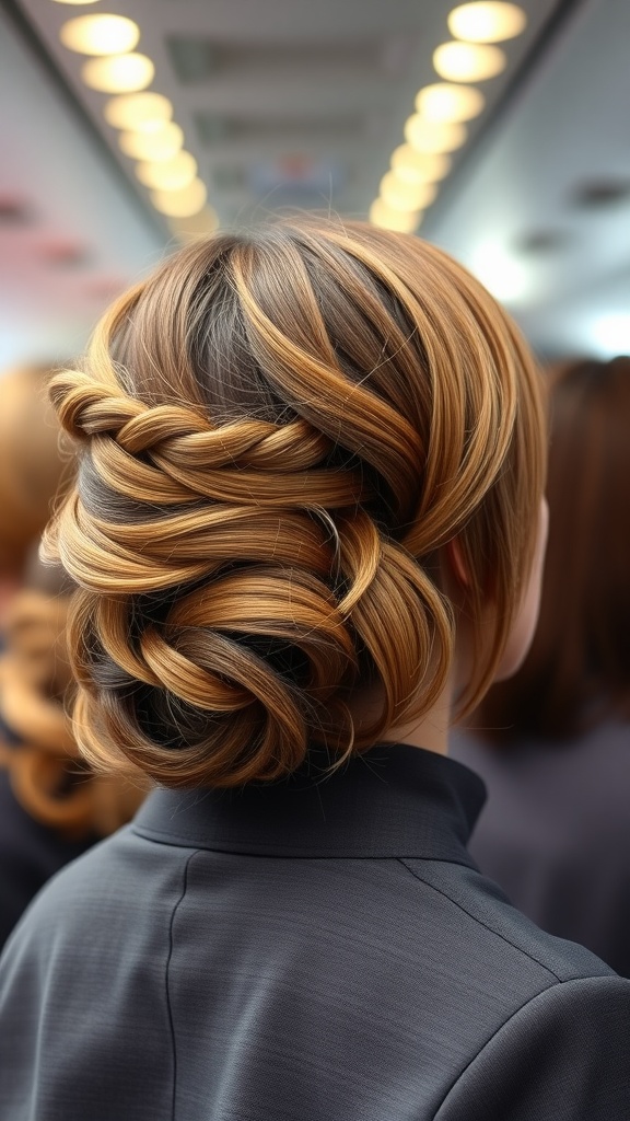 A stylish shaggy bob hairstyle with beachy waves, ideal for flight attendants