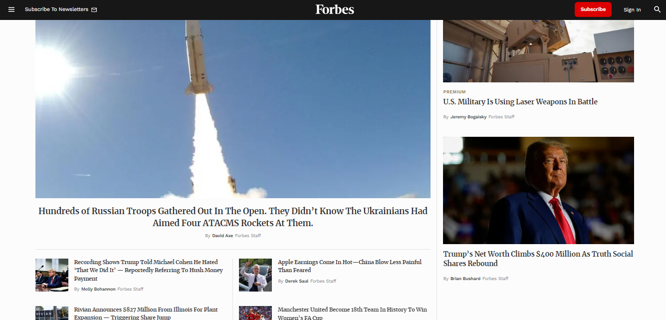 Forbes' web page, one of the best blogs that talk about topics about business