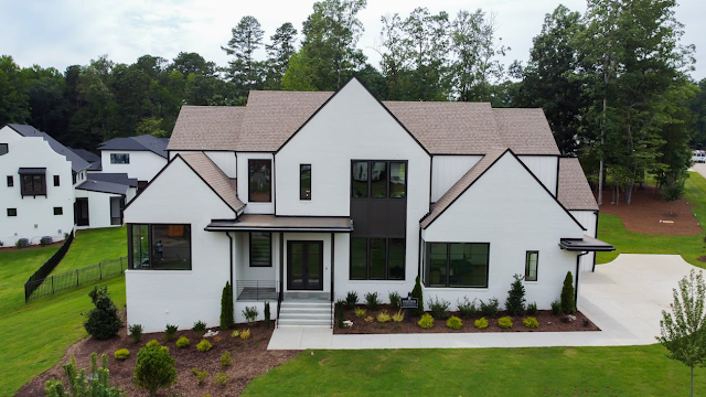 aerial view of modern home