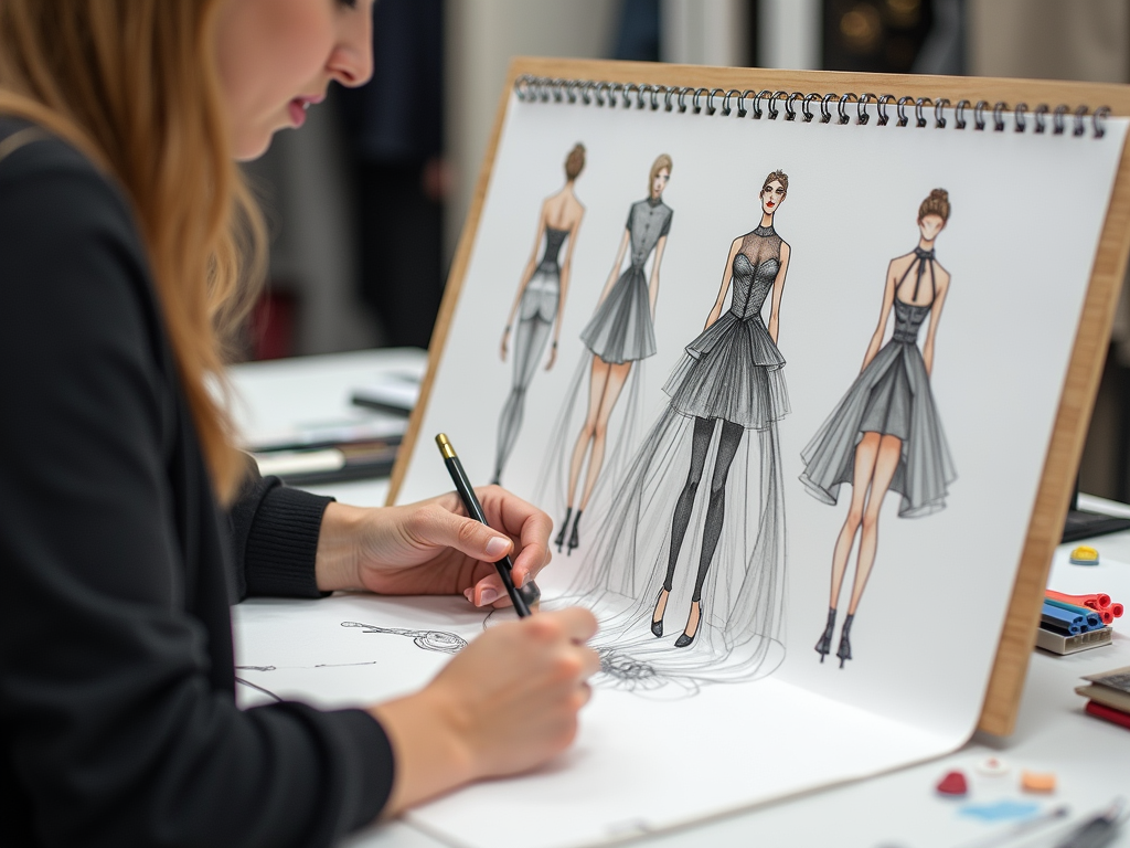 A fashion designer making sketches 