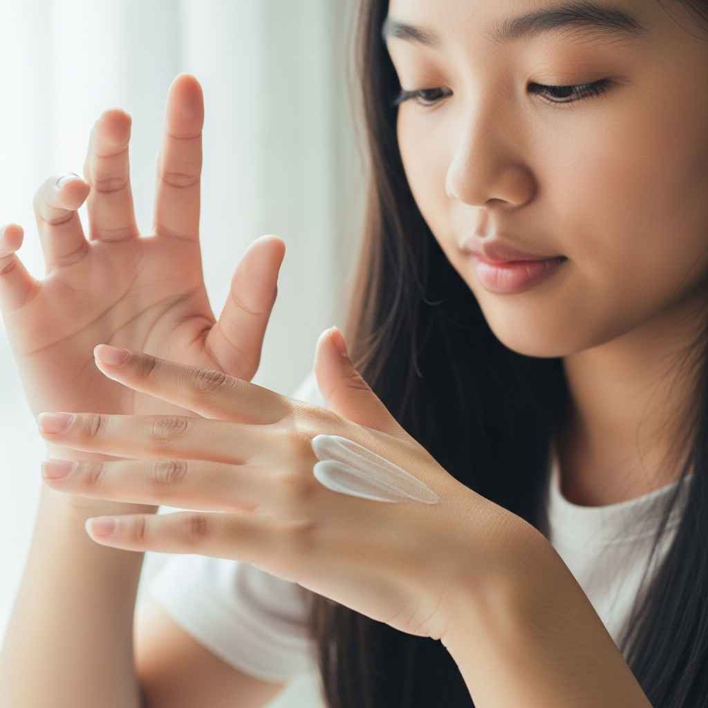 nail care using cream or moisturizer