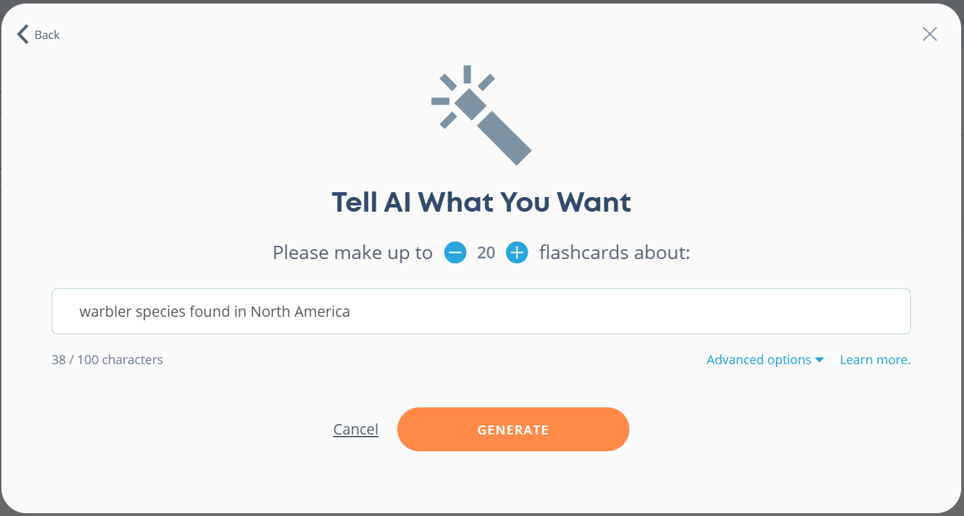 Brainscape AI generating flashcards