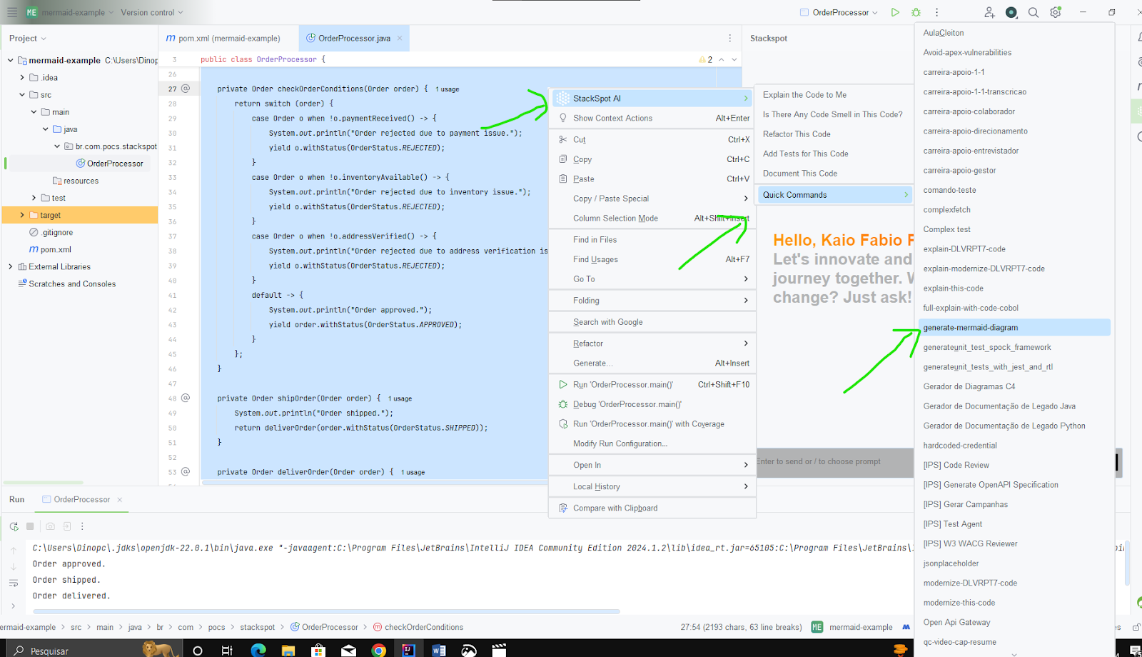 Image from the article on Mermaid Diagrams. Example of use with Intellij