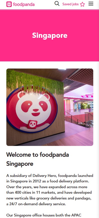 Geotargeting example of Foodpanda Singapore