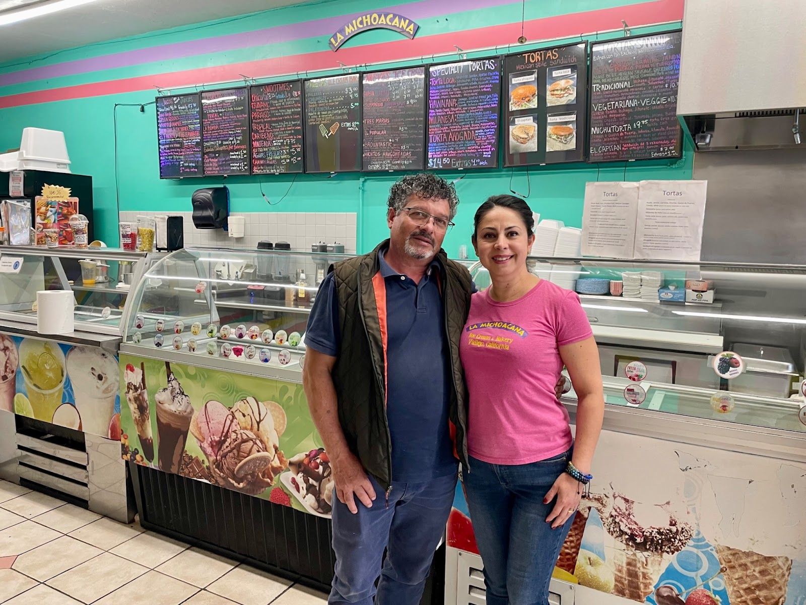 Married couple Ubaldo and Marisa Alcazar opened La Michoacana Vallejo in 2006, one of several businesses in Vallejo's Little Mexico neighborhood. Photo: Isidra Mencos.